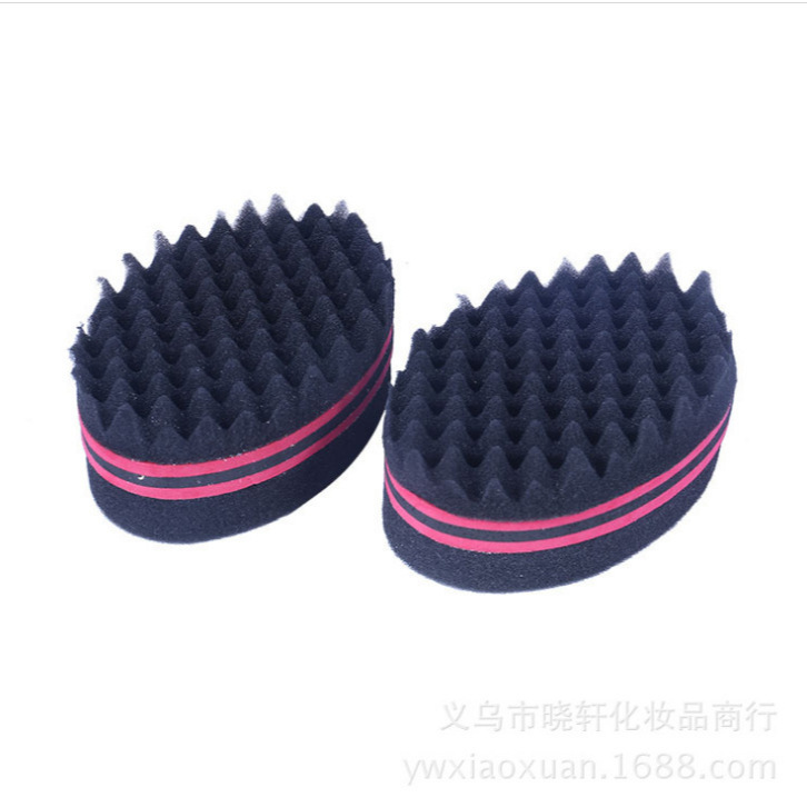 Los fabricantes de esponjas de pelo rizado suministran ola pequeña ovalada de dos caras con rizador de agujero herramienta de esponja de alta densidad y alta elasticidad