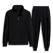 男士外套春秋款开衫立领工作服宽松卫衣夹克运动休闲上衣便宜套装