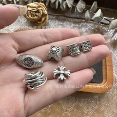 复古风藏款合金做旧克罗心隔珠隔片diy水晶配饰手链项链串珠配件
