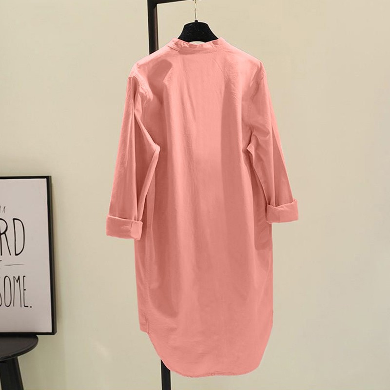 Cotton Fabric Type Wholesale Women's Casual Style Japanese And Korean Leisure Solid Color Long Sleeve Blouses