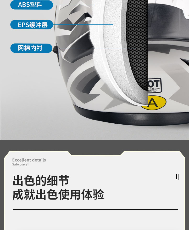 Foreign Trade Dot Certified Motorcycle Helmet, Motorcycle Full-Face Helmet, Personalized Four-Season Electric Vehicle Safety Helmet, Large Tail Fin Revealed