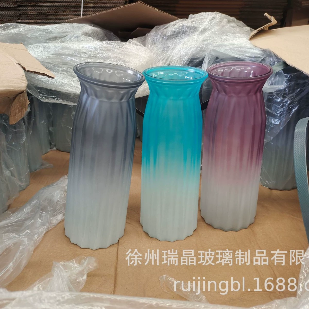 Креативная европейская градиентная стеклянная ваза, гидропонное растение, зеленая ваза для гостиной, цветочная композиция, украшения, ваза для сушеных цветов