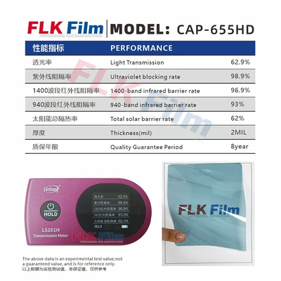 Magnetron-Controlled Titanium Nitride Automotive Solar Film Ir99 High-Heat Insulation Nano-Ceramic Composite Film Direct Supply Across Borders in Full Rolls (Automotive Film) - 152m30m-magnetron-titanium-nitride-cap-655hd-front-block