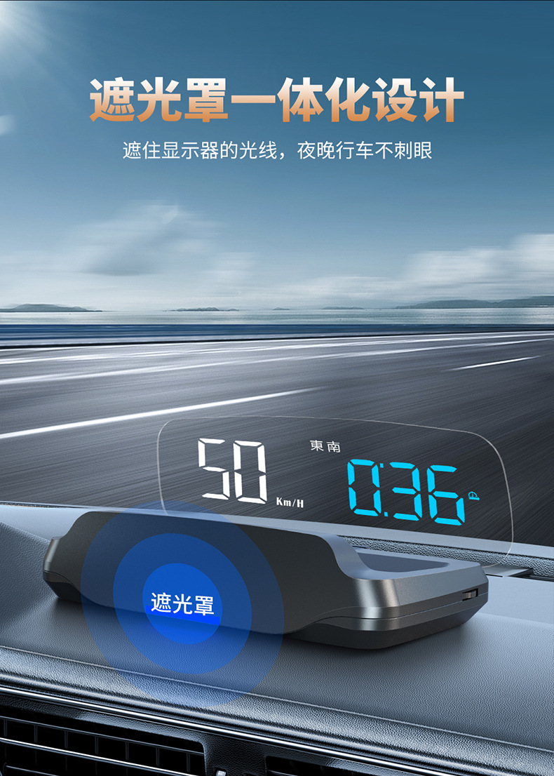 Cross-Border New Product C7 Car Hud Head-Up Display Car Beidou Satellite Gps Universal Speedometer Time Guide