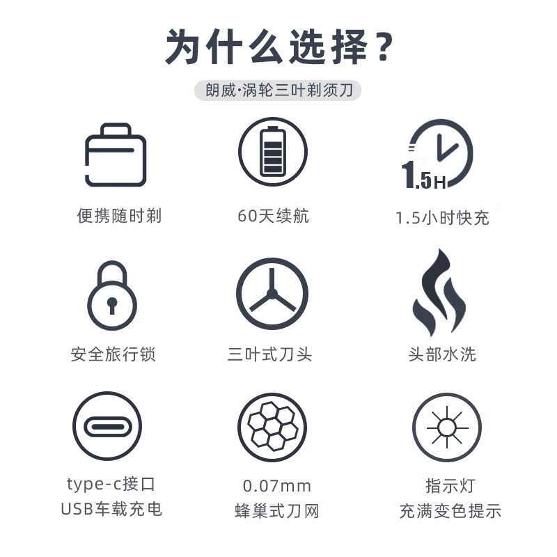 朗威剃鬚刀RS89男士usb充電式便攜式刮鬍刀電動迷你車載鬍鬚刀