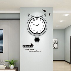 クリエイティブ時計シンプルなリビング時計ファッション掛け時計静音時計壁時計代発猫耳石英時計