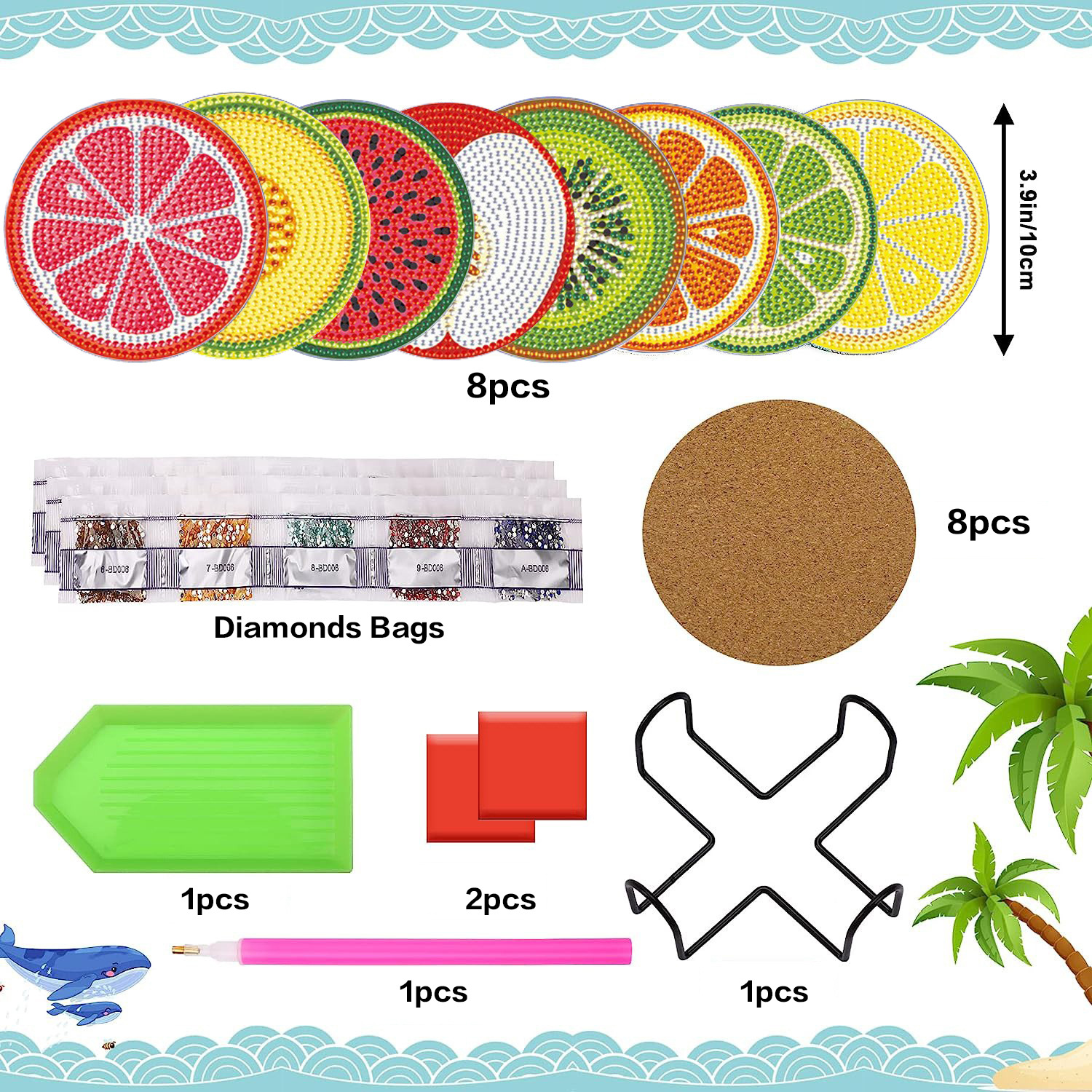 Acrílico transfronterizo diamante pintura briy posavasos Amazon explosión diamante completo 5d hecho a mano dibujos animados mantel de aislamiento