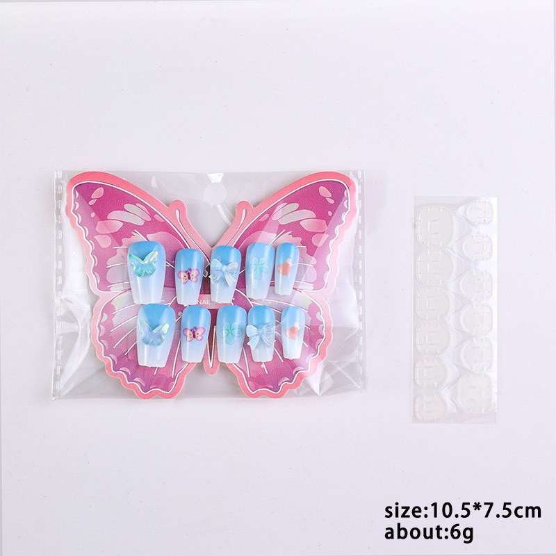 Nuevos productos hechos a mano para usar uñas mariposa parche de manicura mariposa accesorios de dibujos animados para usar uñas falsas tridimensionales terminadas