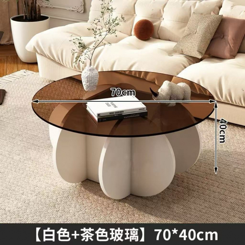 极简玻璃茶几轻奢现代茶几客厅家用小户型圆形网红ins 阳台小桌子|undefined