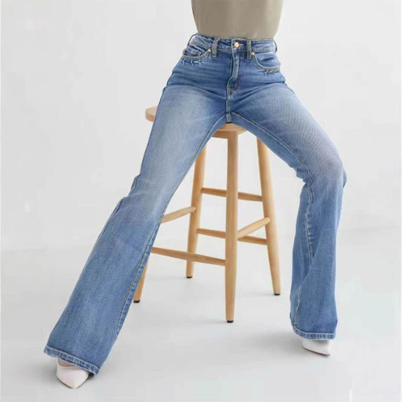 Amazon独立系ヨーロッパとアメリカの新しいファッションスリムフィットストレッチハイウエストブーツカットジーンズ女性用の国境を越えた特別供給|undefined