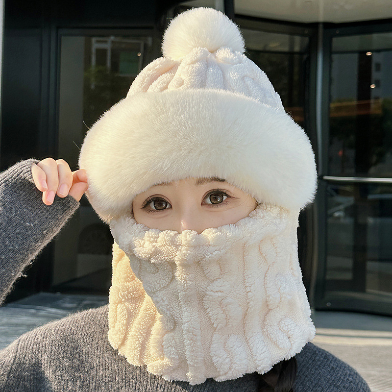 帽子女冬季骑车面罩全脸套头帽防风围脖加绒护耳包头套保暖一体帽