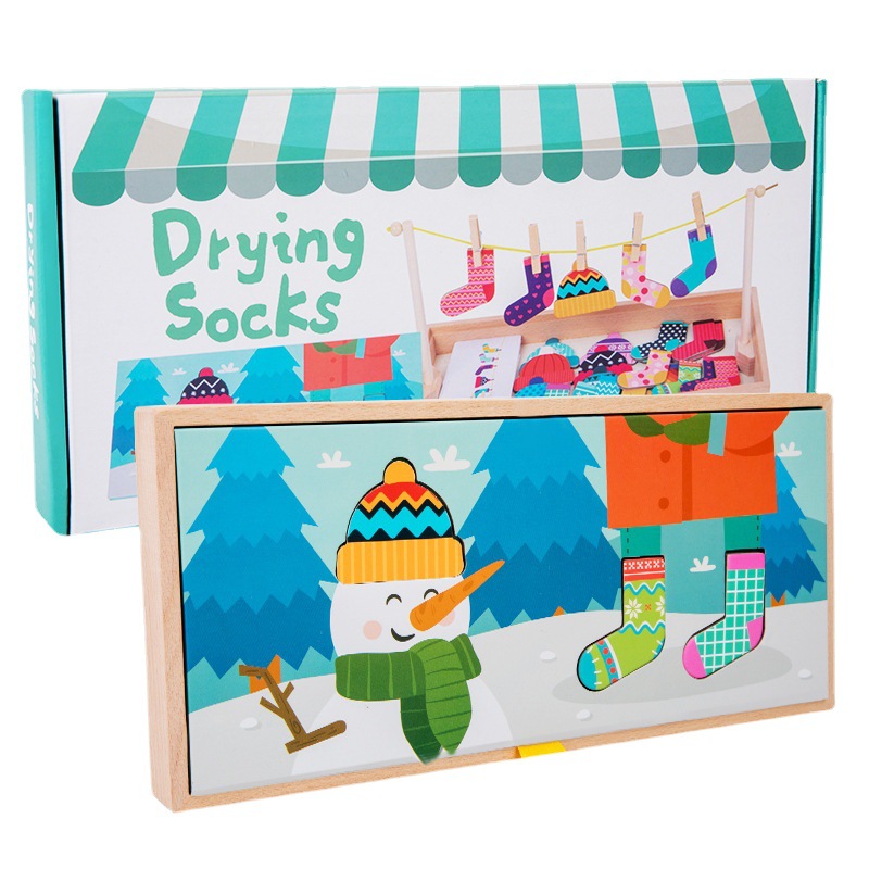 Ayudas para la enseñanza temprana Montessori ropa de secado apósito juguetes educativos 2-3 años 4 Kindergarten clase media y pequeña sala de estar materiales de esquina