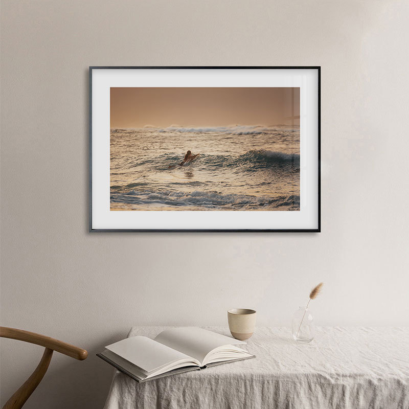 Golden Coast Art Landscape Photography Decorative Painting Beach Surfing Sunrise Sunset Niche Hanging Painting Living Room Dining Room