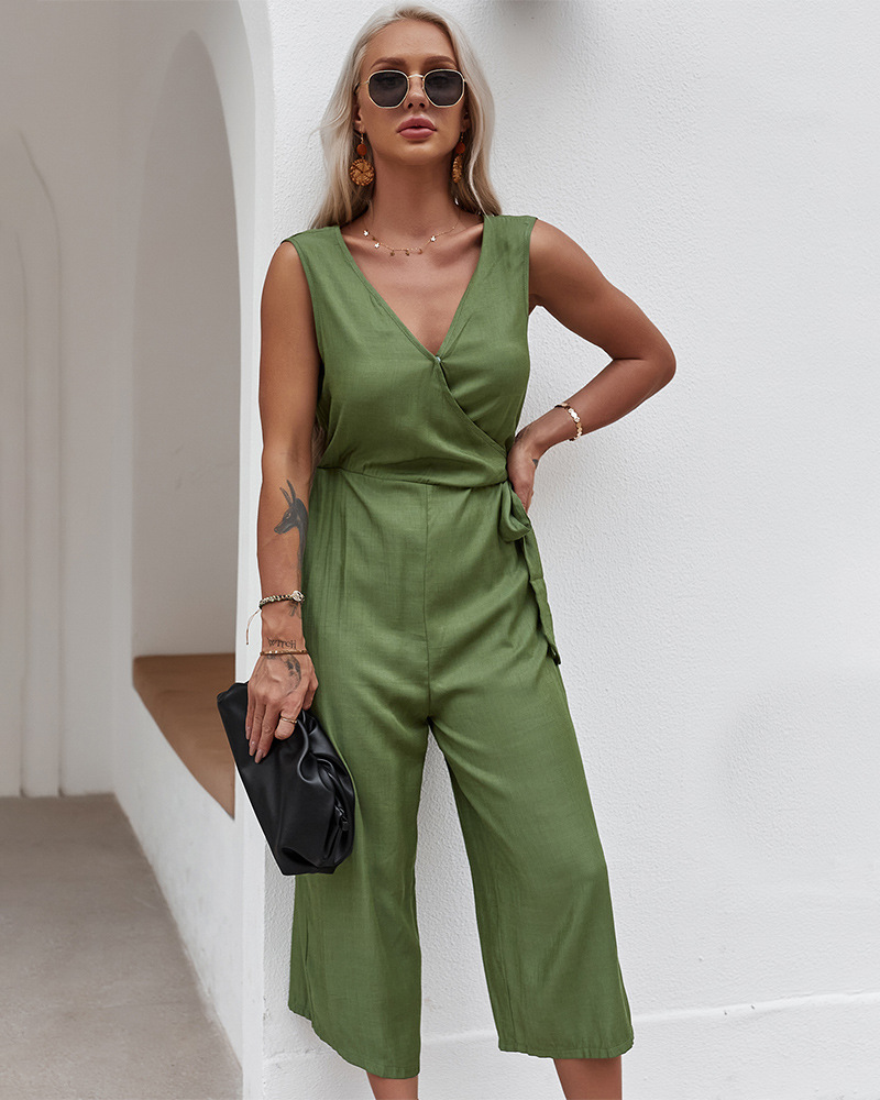 summer new pure color casual jumpsuit NSDY22754