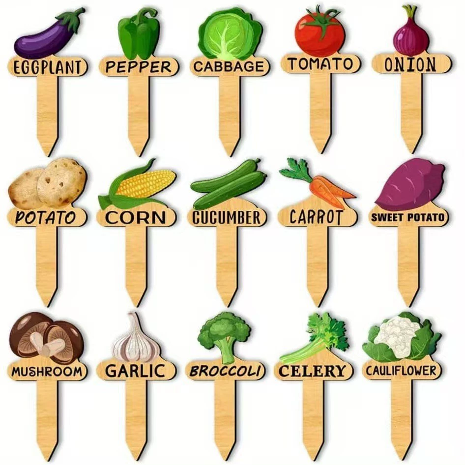 Новый простой деревянный садовый растительный штекер с рисунком из мультфильма, универсальный деревянный штекер для уличной этикетки, штекер для рукоделия