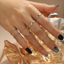 韩国新款简约个性十件套装戒指细指环10件套关节戒食指装饰品女