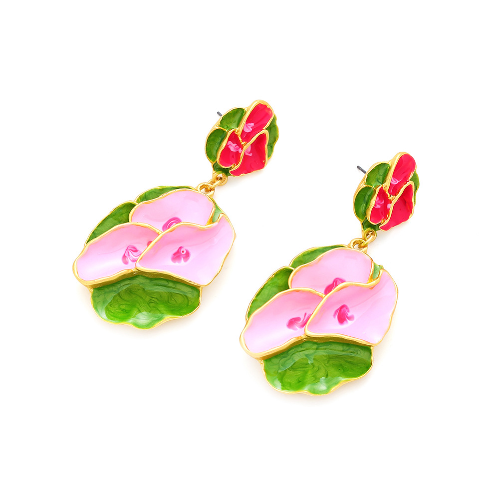 1 Pair Sweet Flower Enamel Zinc Alloy Drop Earrings display picture 2