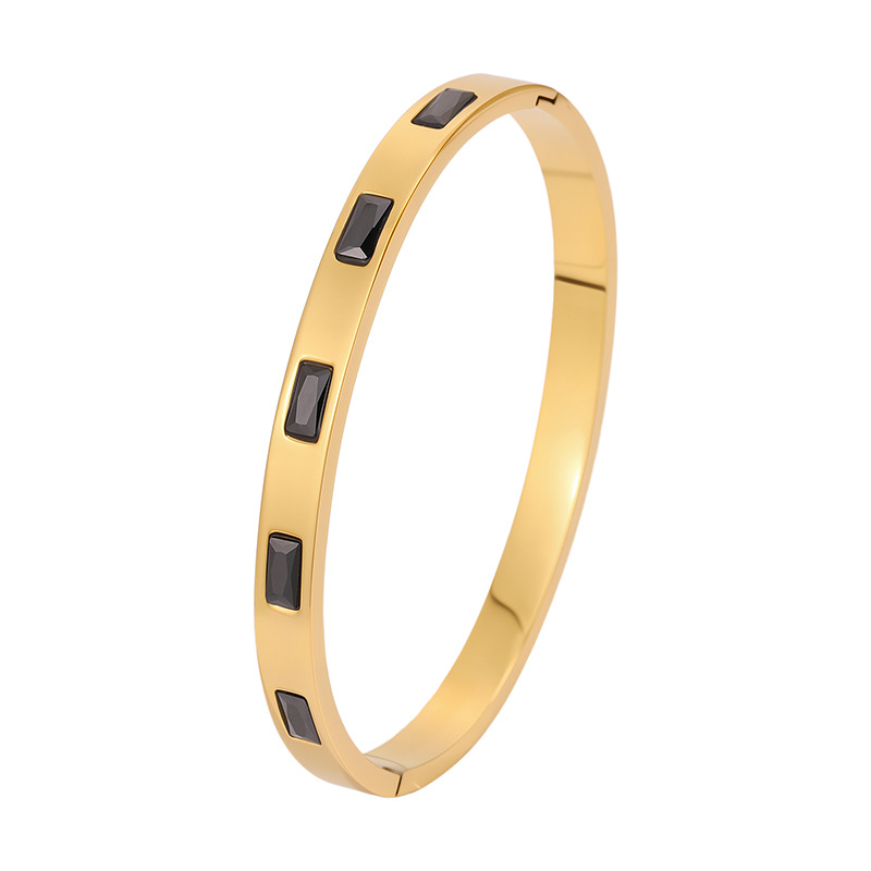 Pulsera de acero de titanio para mujer, sentido de alta gama, pulsera retro europea y americana que no se desvanece, oro de arena, apertura, circón, joyería de pulsera de acero inoxidable image 22