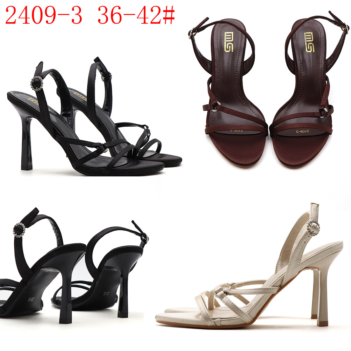 Una palabra con temperamento sandalias de moda mujer 2024 nuevo talón fino de verano dama francesa estilo tacones negros mujer