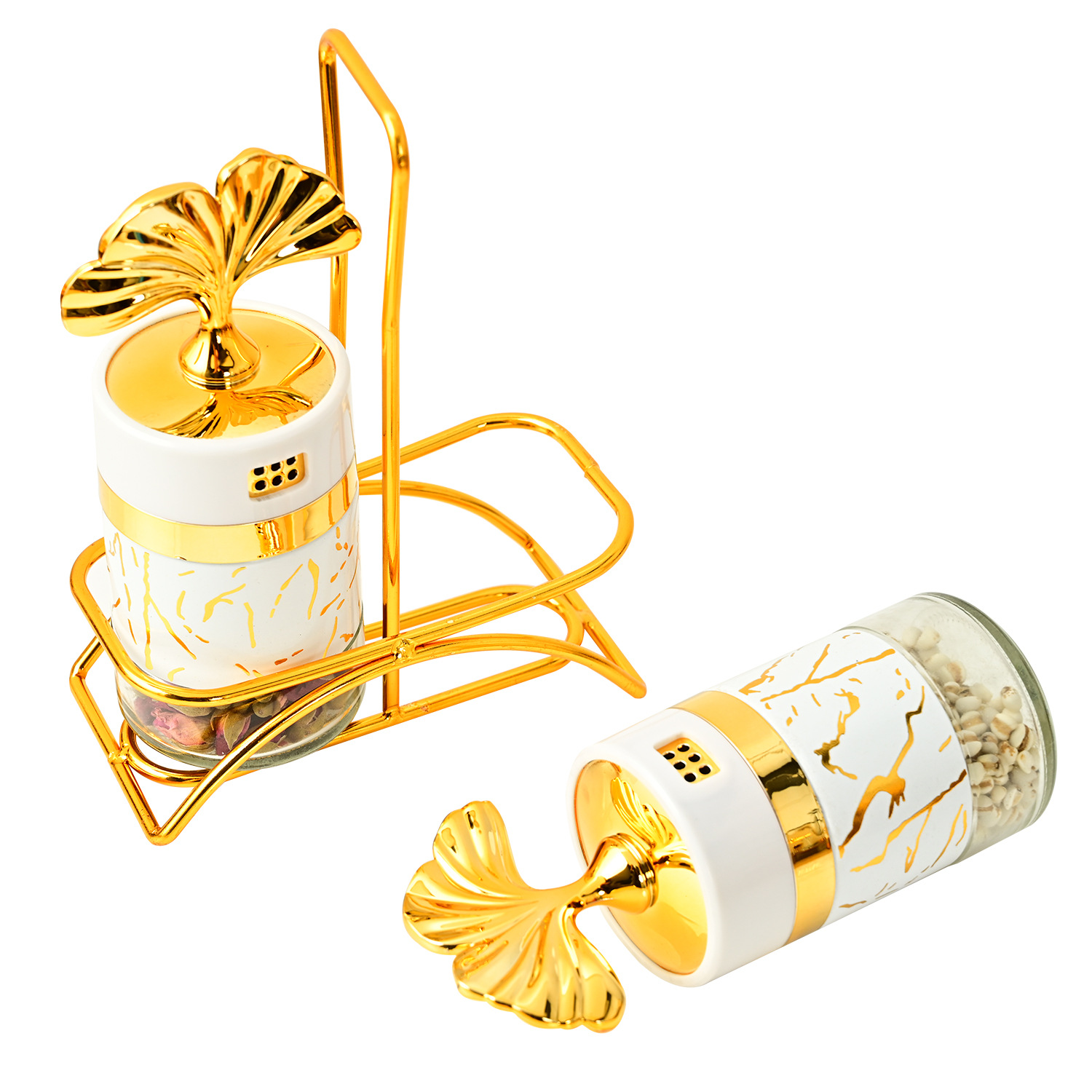 Luz de lujo jaseado cocina vidrio condimento botella cocina suministros condimento tarro MSG condimento caja de almacenamiento