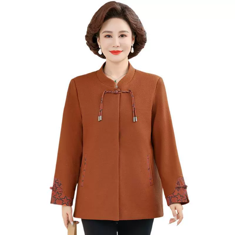 Мама весна и осень шерстяная куртка большого размера 2025 новый средний и пожилой свадебный банкет