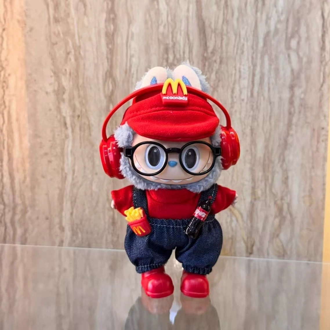 Кукольная одежда (McDonald's) наряд Labubu — набор аксессуаров из 3 предметов: картофель Фри и Кока‑кола, размер 1–3 поколения