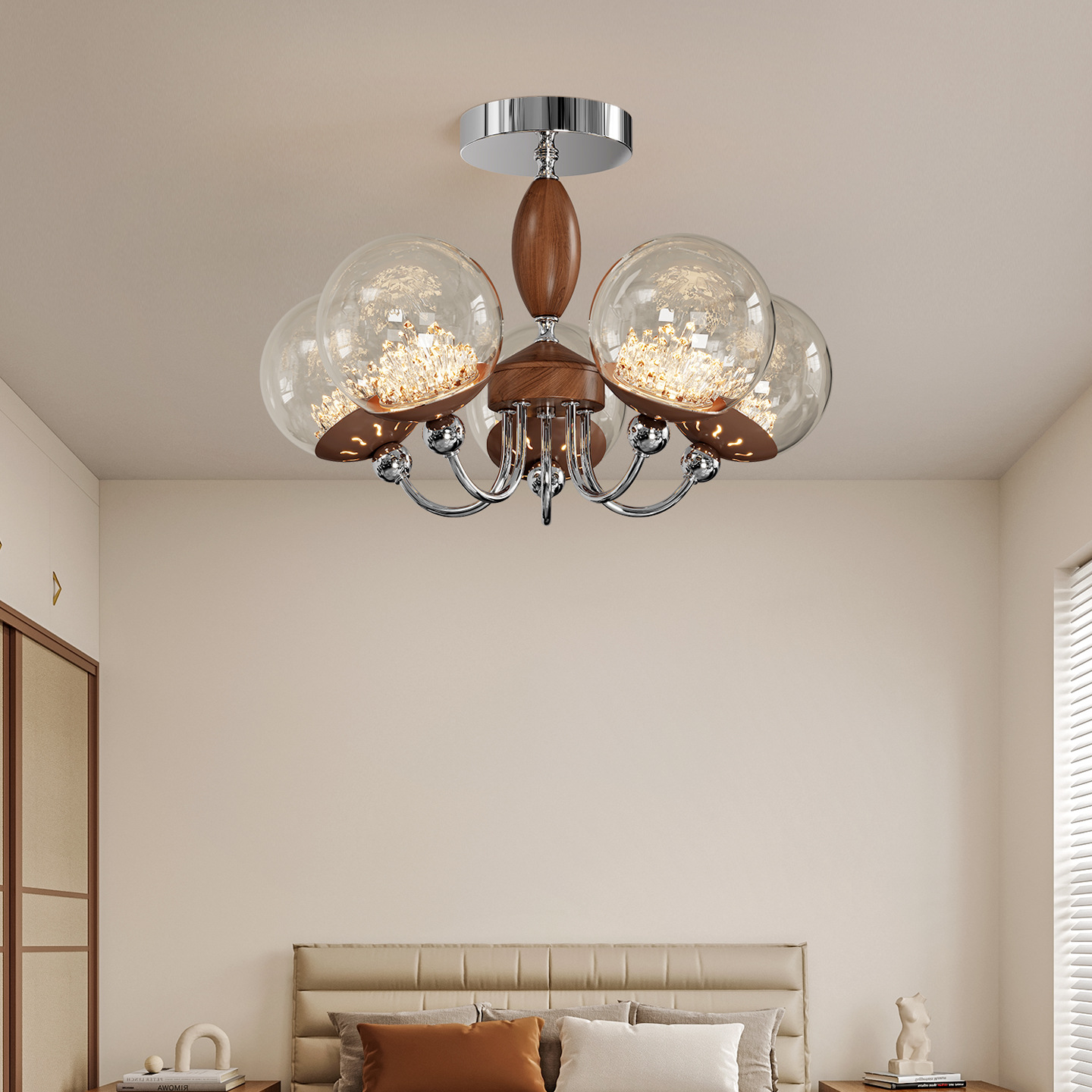 Luz de techo de dormitorio medieval francesa vintage retro alta sensación 2026 nueva lámpara Zhongshan 179L