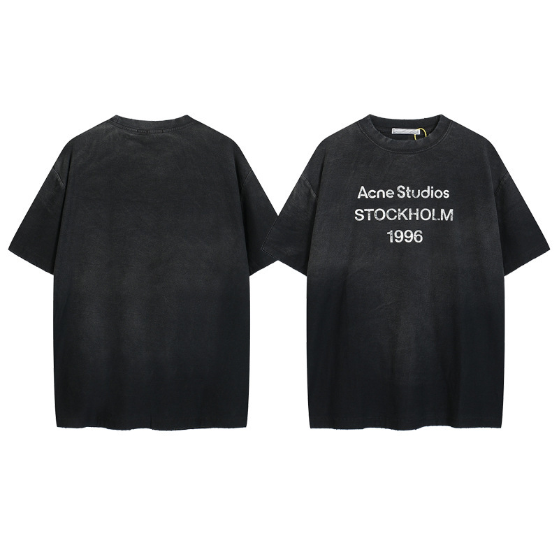 クロスボーダーの潮牌AC1996は古いアルファベットの半袖のゆったりしている男女のカップルのtシャツの丸首のカジュアルな半袖のシャツをつぶします。|undefined