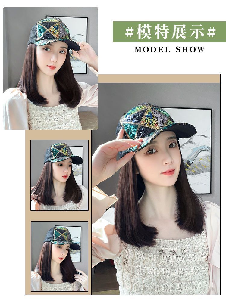 Peluca sombrero integrado TikTok caliente pelo corto hebilla interior imitación pelo humano completo gorra de béisbol moda transpirable cubierta de cabeza completa