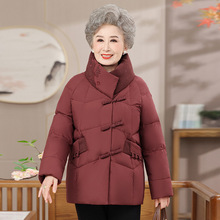 2025冬季新款妈妈羽绒服女短款宽松大码复古中老年人奶奶加厚冬装