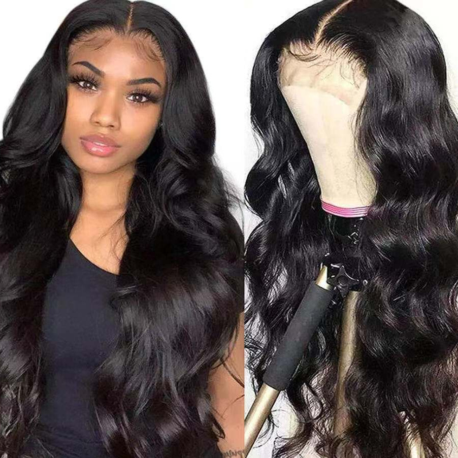 Transfronterizo nueva moda europea y americana de fibra química sombrero negro de las mujeres de longitud media Pelo Rizado de onda grande multi-color opcional
