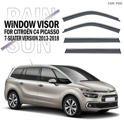 Suitable for Citroen C4 Picasso Window Visor (Rain shield) - standard-packing-without-logo-c4-picasso-seven-seater-version-4pcs-mk2-2013-2018-pc-with-bright-strip-rain-shield