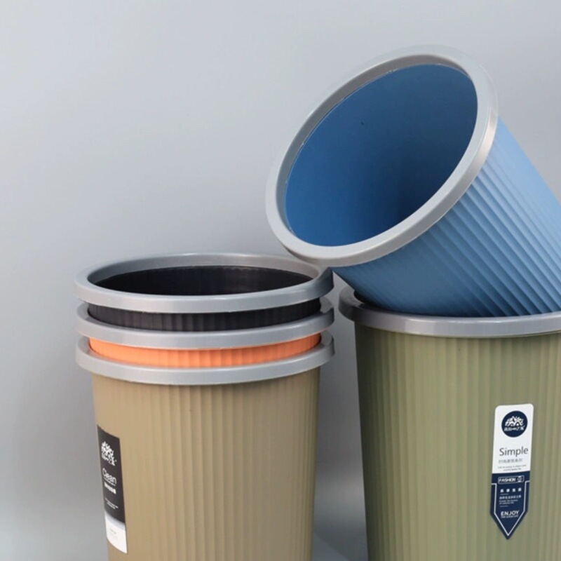Trash Can Without Lid, Household Large and Small Plastic Press Ring, Kitchen Bathroom Office Cheap Paper Basket Hotel Sanitary Bucket