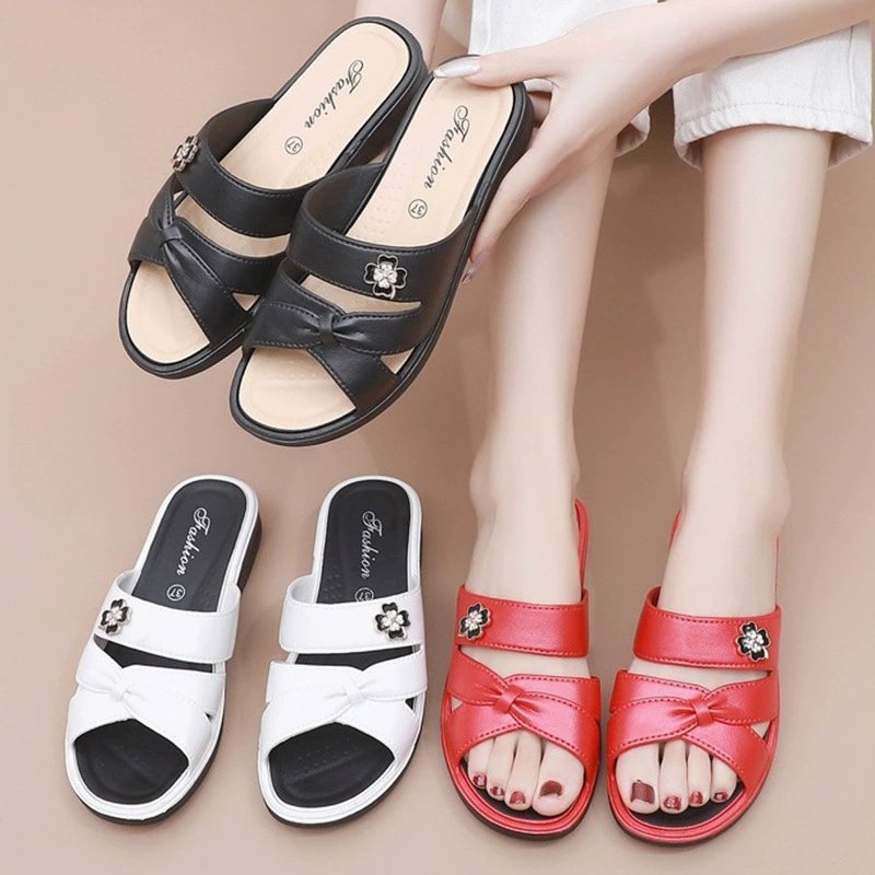 Summer slippers, footwear platform for leisure, slide for mother PVC, Korean style, soft sole