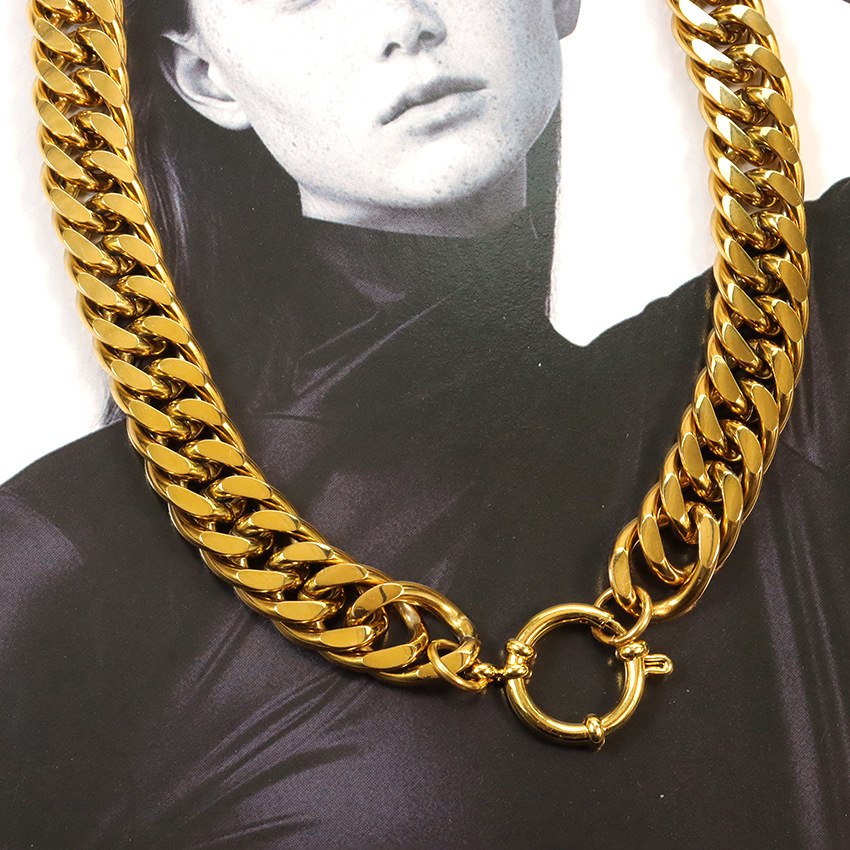 Cuban Link Chain Curb Chain Chain Type Wholesale Jewelry Retro Solid Color 304 Stainless Steel Plating Cuban Link Chain Curb Chain Chain Necklace