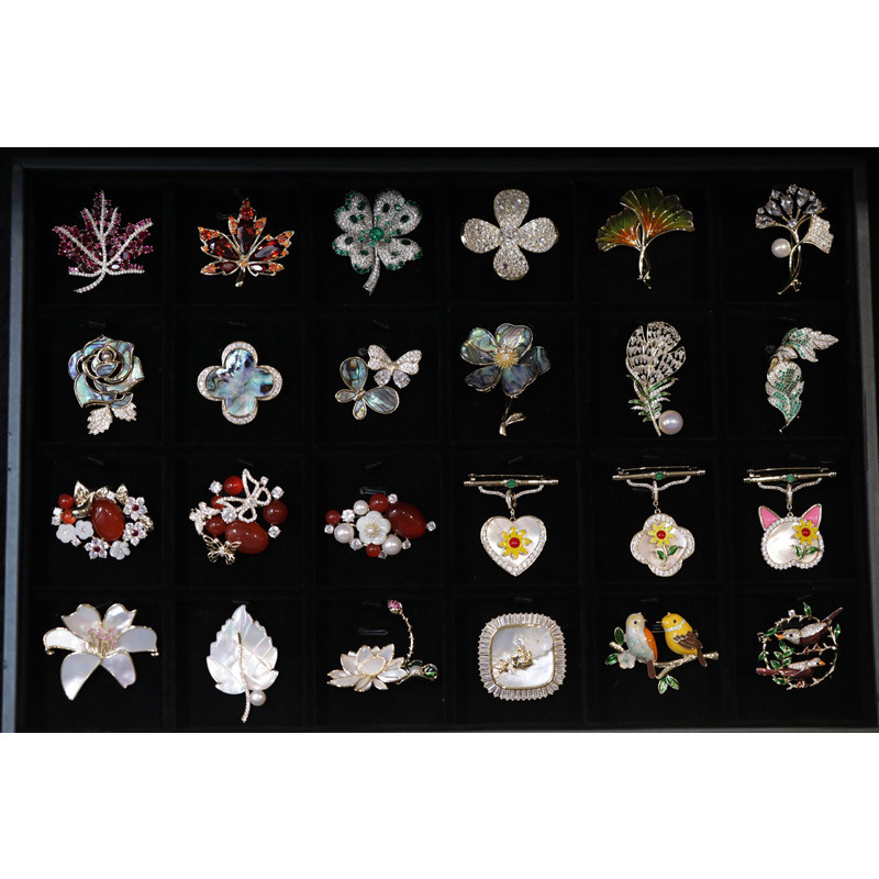 Xiliang Feizi luxury agate brooch clothing accessories zircon enamel pin shell corsage wholesale direct sales
