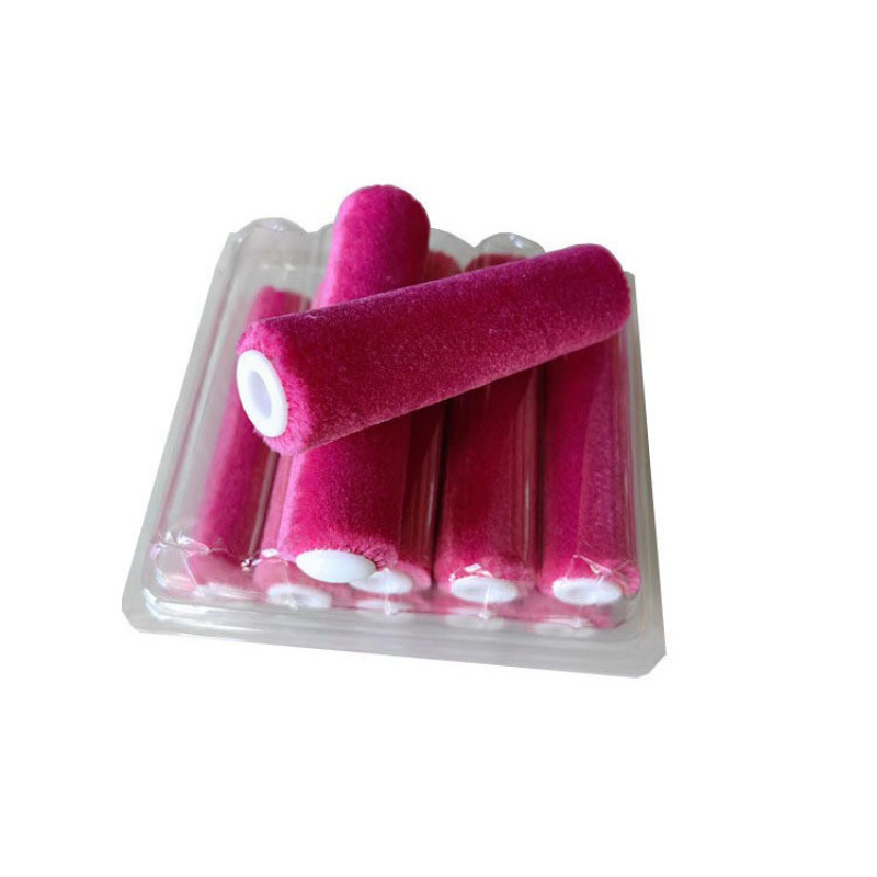 Cepillo de rodillo de lana roja de 4 pulgadas más mango de 26cm Mini rodillo de rodillo de lana corta 100 mm10 cm cm