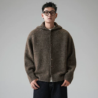 秋冬新款连帽开衫针织衫毛衣男情侣老钱风潮保暖舒适跨境工厂批发