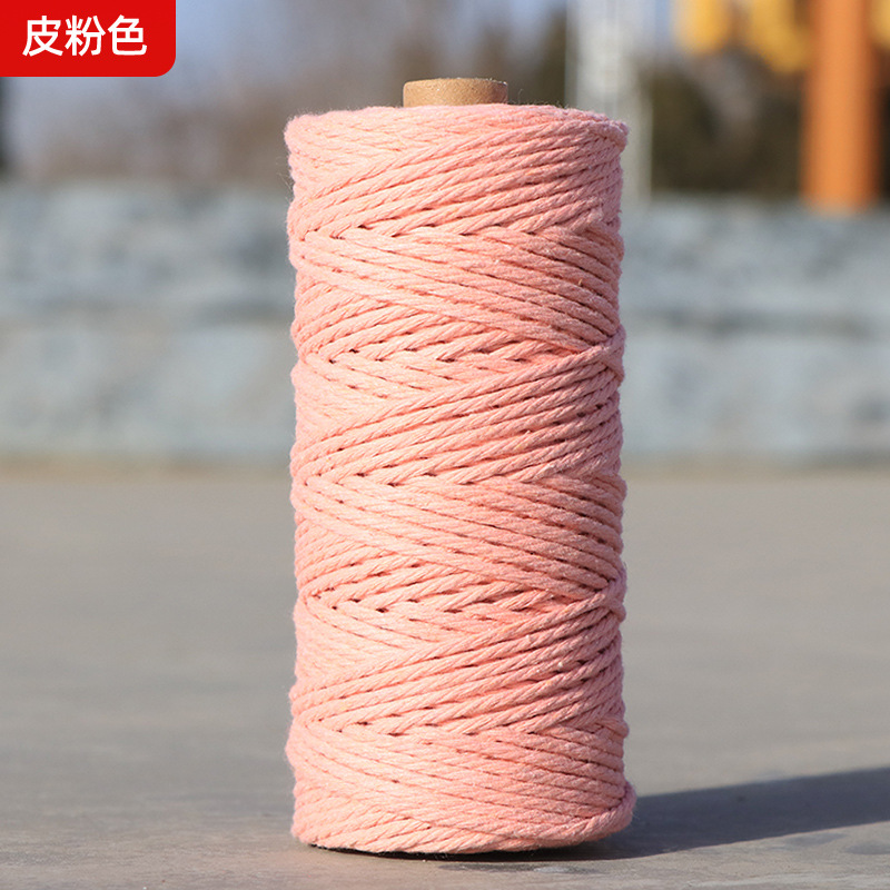Cuerdas de algodón de color transfronterizas tejidas de algodón 2mm3mm4mm cuerdas de algodón hechas a mano cuerdas decorativas DIY cuerdas de algodón de color colgantes