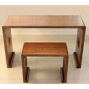 Factory supply Old Elm guqin table stool solid wood Chinese study table calligraphy saddle table large quantity Congyou