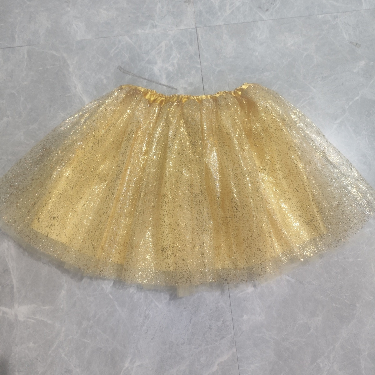 Adult 4-layer gauze tutu skirt with gold glitter, sparkling golden color