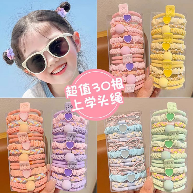 Niñas coloridas de alta elasticidad anillo de cabello para niños no lastimar la cuerda de cabello nueva correa de goma gruesa para niñas cuerdas de cabello de cola de caballo