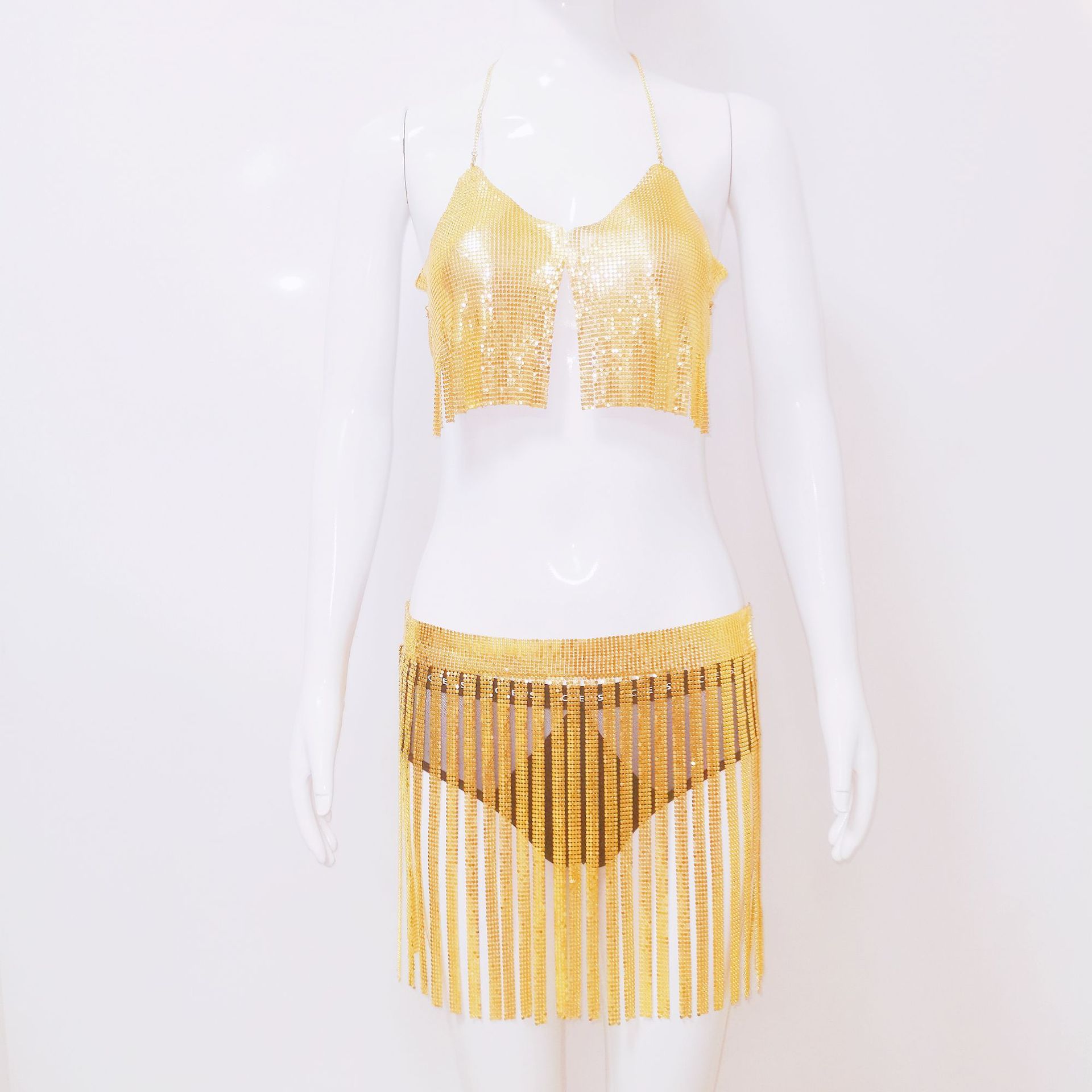 골드 세트 탑 술 스커트