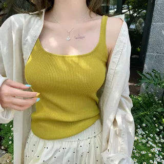 Knitted Camisole for Women, Outerwear, Summer 2026, White Undershirt That Covers Side Breasts, Slim Fit and Flattering