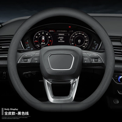 car comfort nappa leather protective — Steering wheel cover - full-leather-model-d-shape-black-line-38cm