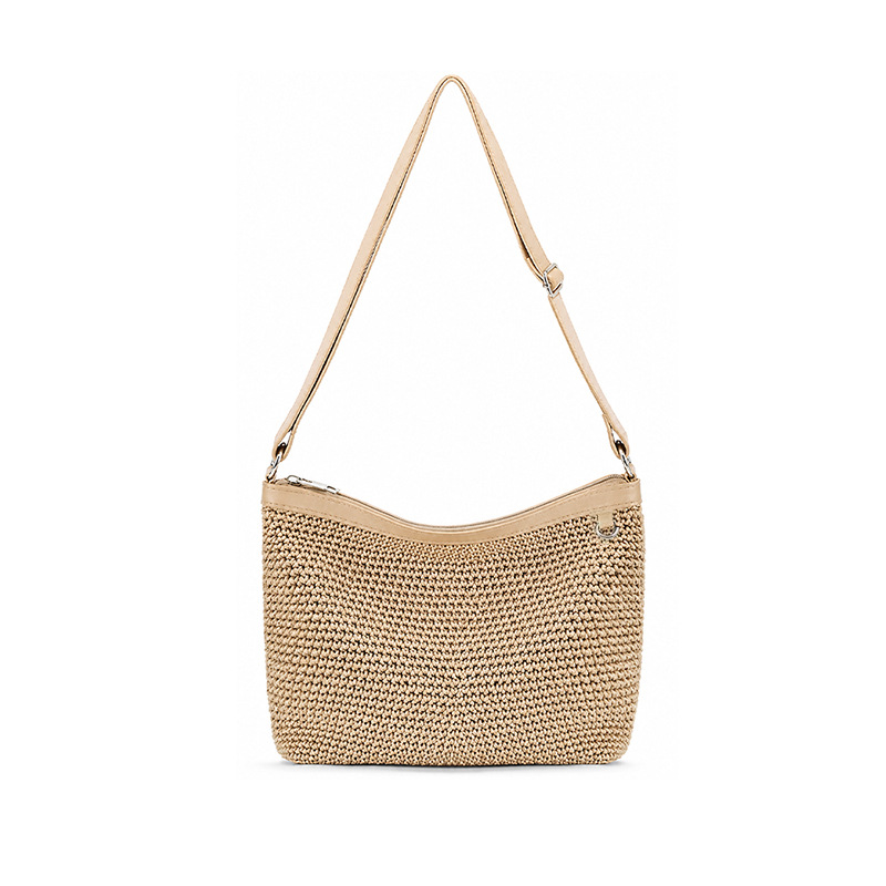 Woven Natural Fiber Zip Underarm Shoulder Bag 4