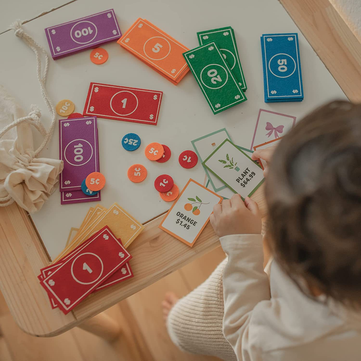 Monedas de aprendizaje de fieltro para niños monedas de papel para ayudas de enseñanza juguetes monedas de simulación para jardín de infantes monedas de papel de fieltro para materiales de enseñanza