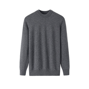 Inner Mongolia Cashmere Pullover for Men, 100% Cashmere, Round Neck, Thickened Plaid, Warm Knitted Sweater, New Product