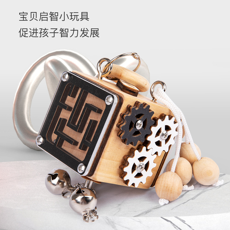 新品木制儿童早教蒙氏忙碌块蒙台梭利六合一亲子互动益智木质玩具|ru