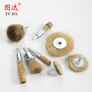 T-type rod flat Rod bowl brush hole flat grinding rust removal with handle wire brush stainless steel grinding head wire brush
